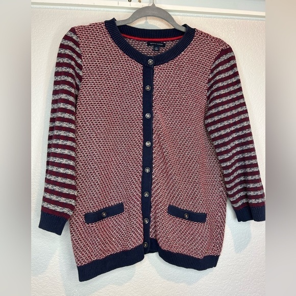 Tommy Hilfiger Sweaters - B11.05 Tommy Hilfiger Button Down Cardigan red, white and blue L